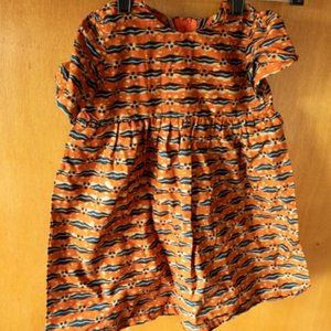 Handmade in Ghana Orange and Black Cotton Dress girls 6